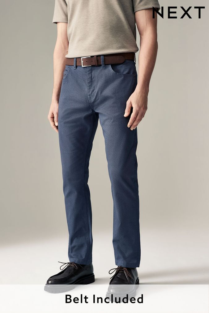 Next mens navy trousers discount