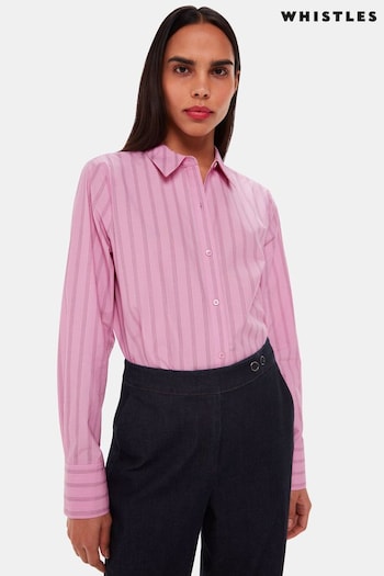 Whistles Boxy Fit Pink Stripe Shirt (Q88075) | £79