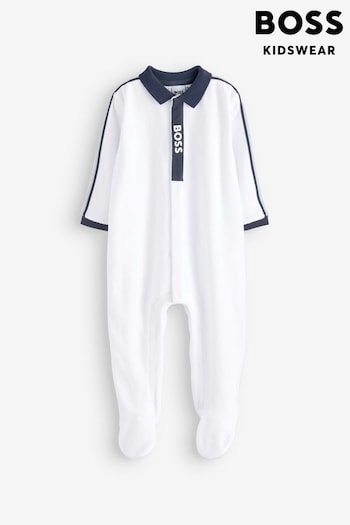 BOSS White Logo Baby Sleepsuit (Q88078) | £74