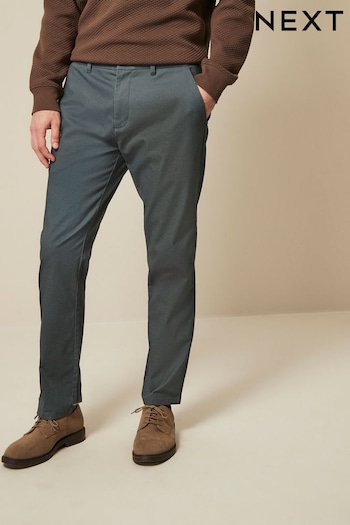 Blue Slim Printed Belted Soft Touch Chino Trousers (Q88083) | £30