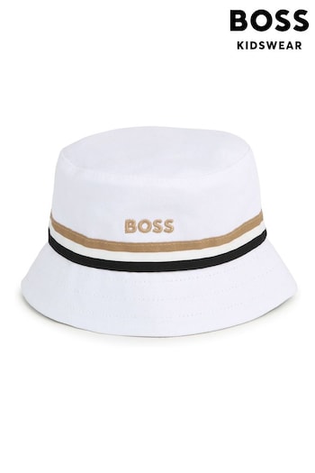 BOSS White Logo Reversible Bucket Hat (Q88096) | £43