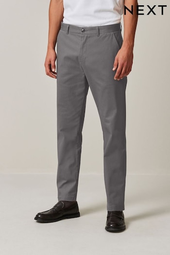 Charcoal Grey Slim Fit Stretch Printed Soft Touch Chino Trousers (Q88120) | £22