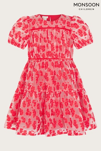 Monsoon Red Floral Texture Dress (Q88230) | £36 - £41