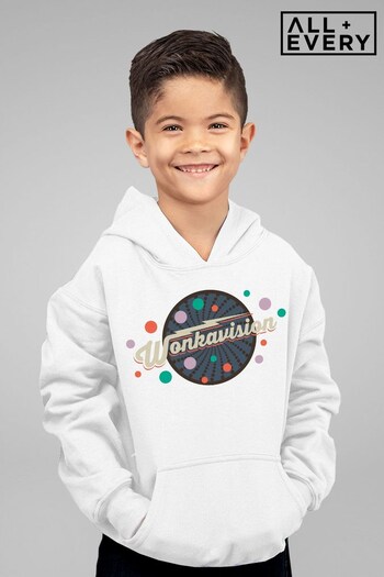 All + Every White Willy Wonka and The Chocolate Factory Wonkavision Boys Hooded Sweatshirt (Q88247) | £29