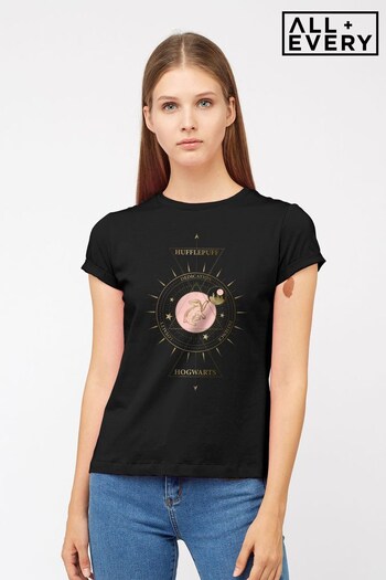 All + Every Black Harry Potter Hufflepuff Gold Badger Emblem Womens T-Shirt (Q88266) | £23