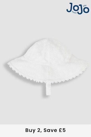 JoJo Maman Bébé White Broderie Floppy Hat (Q88283) | £14