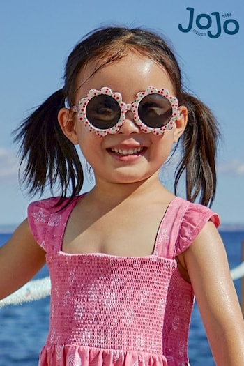 JoJo Maman Bébé Pink Cherry Flower Rectangle Sunglasses (Q88290) | £12.50