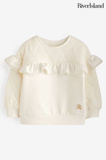 River Island Cream Girls Quilted Sweatshirt (Q88322) | £18