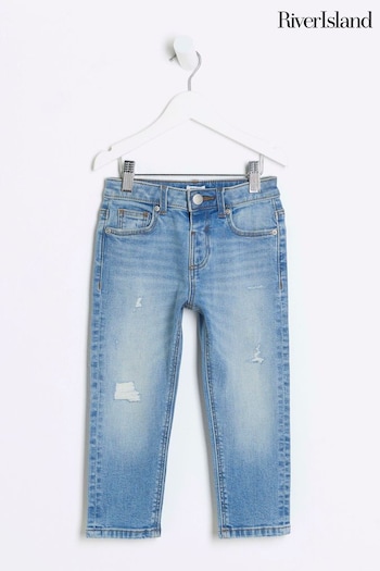 River Island Blue Boys Mid Wash Skinny Fit dress Jeans (Q88366) | £16