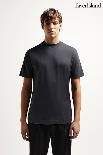River Island Grey Studio Slim Fit T-Shirt (Q88422) | £15