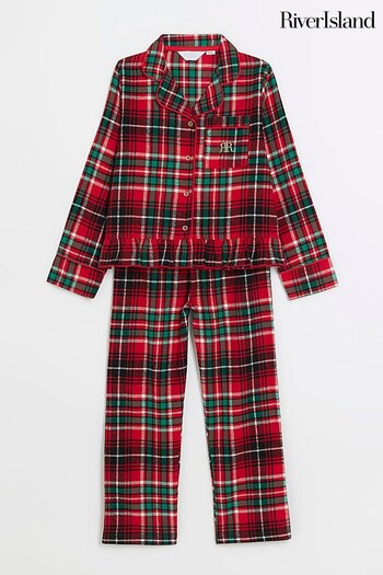 River Island Red Girls Family Check Pyjamas (Q88430) | £25