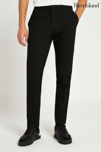 River Island Black Smart Slim Trousers ora (Q88432) | £27