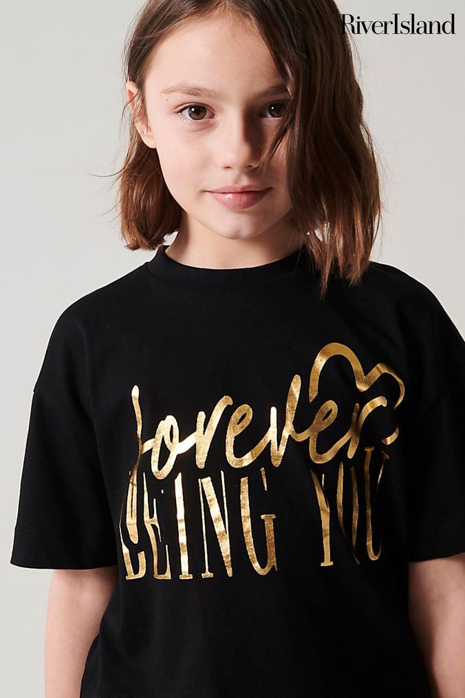 Buy Girls T Shirts River Island Black Online Next UK