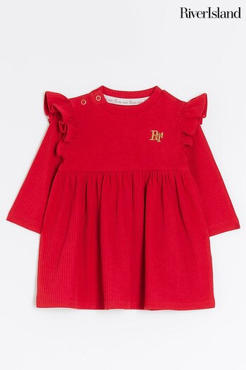 River Island Red Baby Girls Rib Dress (Q88482) | £10
