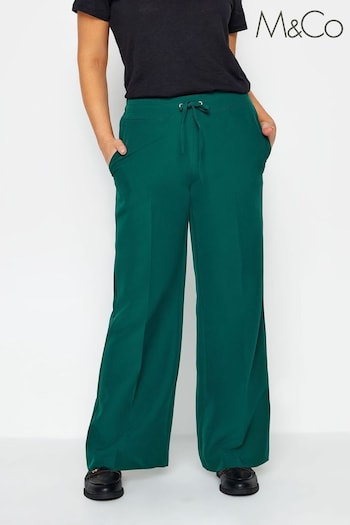 M&Co Dark Green Crepe Wide Leg Trousers Jami (Q88515) | £31