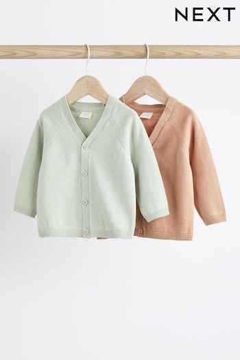 Rust Brown/Sage Green Baby Knitted Cardigans 2 Pack (0mths-3yrs) (Q88538) | £14 - £16