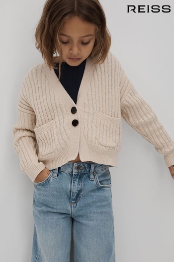 Reiss Ivory Anabelle Junior Relaxed Knitted Cardigan (Q88567) | £35