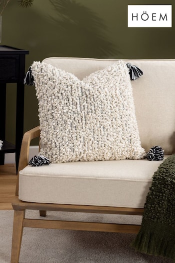 HÖEM Grey Cambre Boucle Tasselled Polyester Filled Cushion (Q88636) | £26