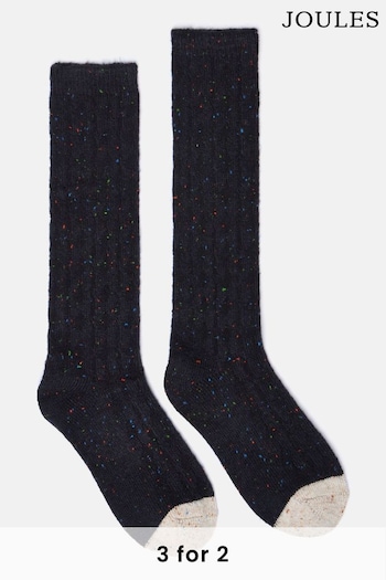 Joules Women's Rambler Navy Cable Knit Boot Socks (size 4-8) (Q88668) | £9.95