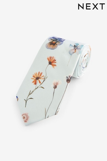 Light Blue Pressed Flower Pattern Tie (Q88740) | £12