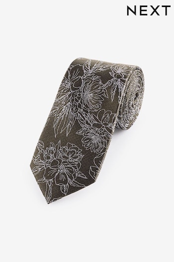 Textured Green Floral Silk Pattern Tie (Q88778) | £20