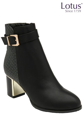 Lotus Black chrome Ankle know Boots (Q88780) | £65