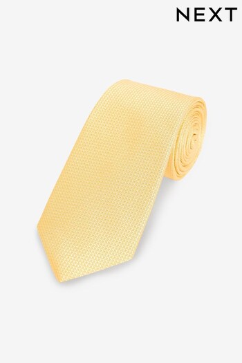 Yellow Slim Textured Silk Tie (Q88826) | £18