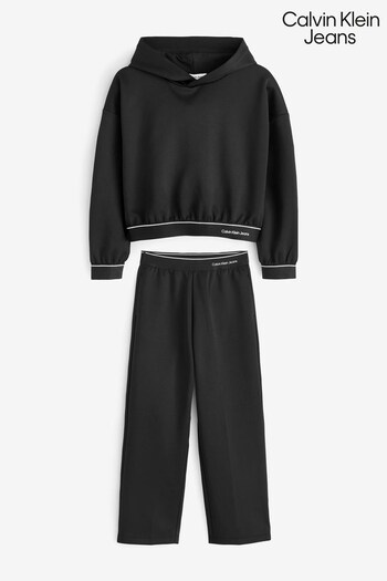Calvin Klein Jeans Black Shine Logo Tape Hoodie Set (Q88836) | £110