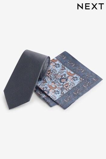 Blue Silk Tie And Pocket Square Set (Q88837) | £26