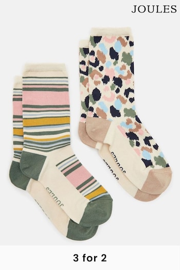 Joules Women's Everyday Multi Animal 2 Pack Socks (size 4-8) (Q88845) | £9.95