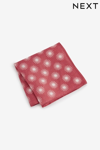 Coral Red Sun Linen Pocket Square (Q88854) | £10