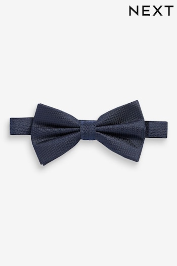 Navy Blue Textured Silk Wedding Bow Tie (Q88877) | £18