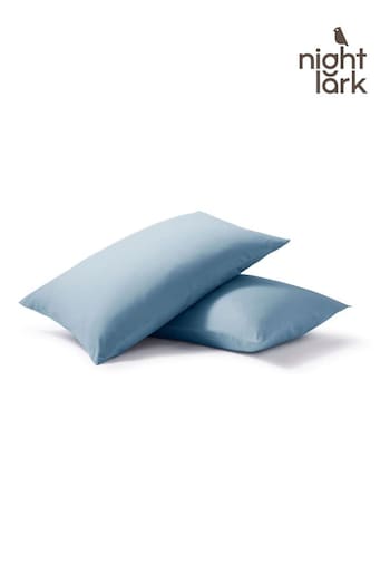 Night Lark Set of 2 Dusk Blue Plain Dye Pillowcases (Q89058) | £18