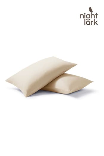 Night Lark Set of 2 Warm Sand Plain Dye Pillowcases (Q89068) | £18