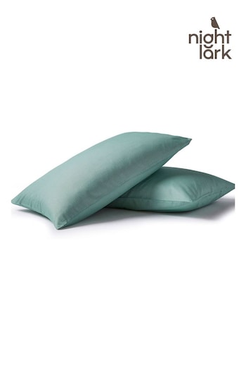 Night Lark Set of 2 Seagrass Green Plain Dye Pillowcases (Q89074) | £18
