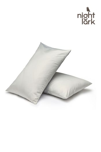 Night Lark Set of 2 Cloud Grey Plain Dye Pillowcases (Q89081) | £18