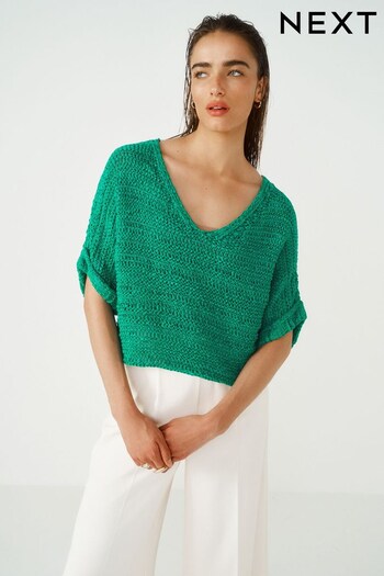 Green Short Sleeve Stitch Top (Q89107) | £35