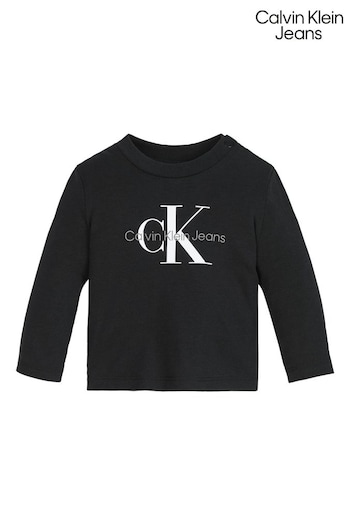 Calvin bax Klein Jeans Baby Monogram Long Sleeve Black Top (Q89195) | £28