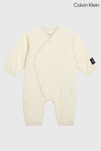 Calvin Klein Jeans Cream Baby Quilted Bodysuit (Q89197) | £110