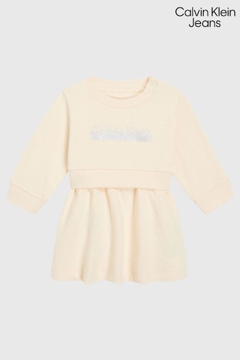 Calvin Klein Jeans Baby Cream Hero Logo Dress (Q89204) | £60