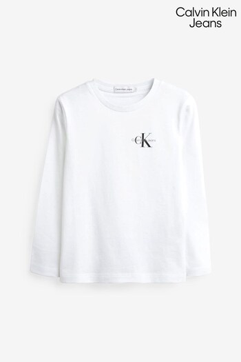 Calvin Klein Jeans Baby Monogram Long Sleeve White Top (Q89225) | £28