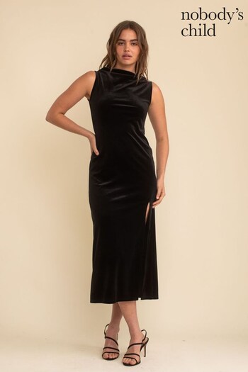 Nobodys Child Jersey Velvet Camille Black Maxi Dress (Q89284) | £65