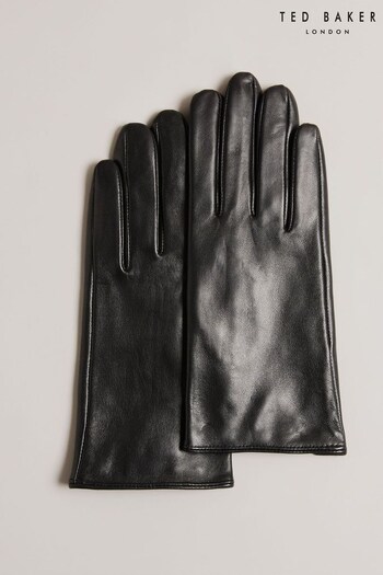 Ted Baker Arleos Leather T Stud Black Gloves (Q89366) | £65