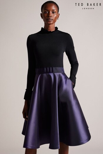 Ted Baker Blue Zadi Knitted Frill Full Skirt Dress (Q89367) | £195
