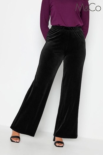 M&Co Black Velvet Wide Leg Trousers Ize (Q89381) | £34