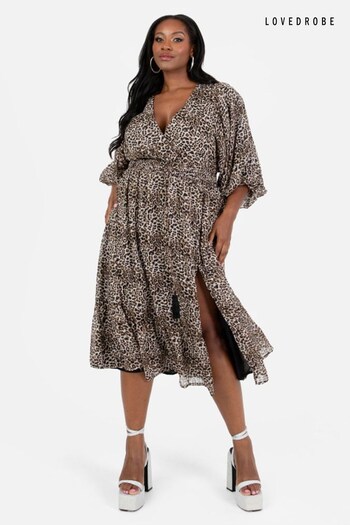 Lovedrobe Animal Print Balloon Sleeve Midi Dress (Q89487) | £55