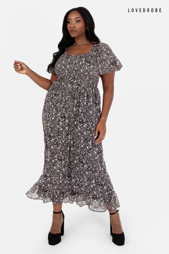 Lovedrobe Animal Print Puff Sleeve Midaxi Dress (Q89497) | £48
