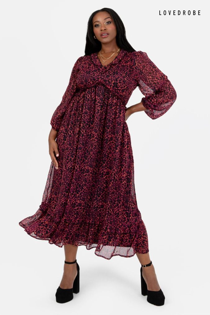 Next red top leopard dress