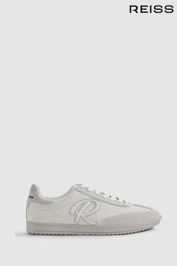 Reiss White Alba Leather-Suede Low Trainers (Q89540) | £168