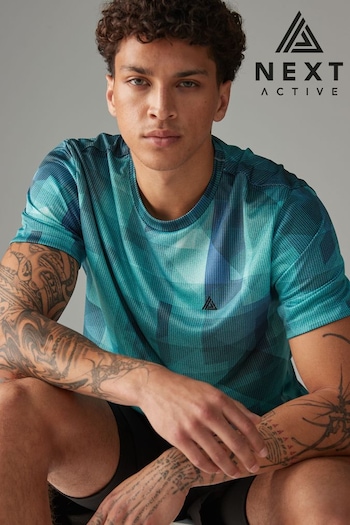 Aqua Blue Active Printed Training T-Shirt (Q89626) | £20